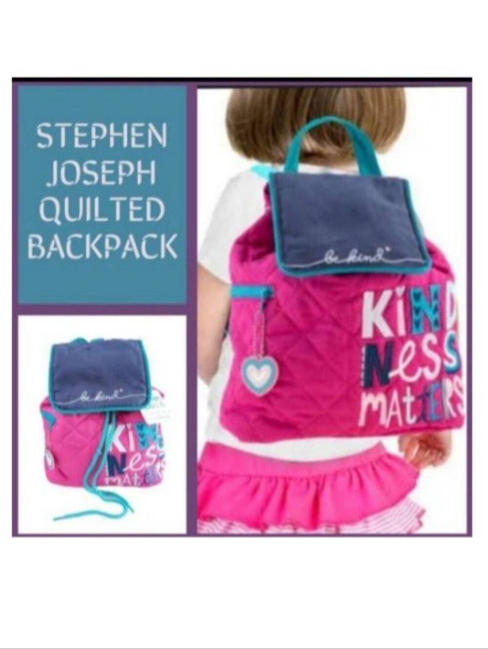 NWT Stephen Joseph Quilted Backpack | Kindness Matters